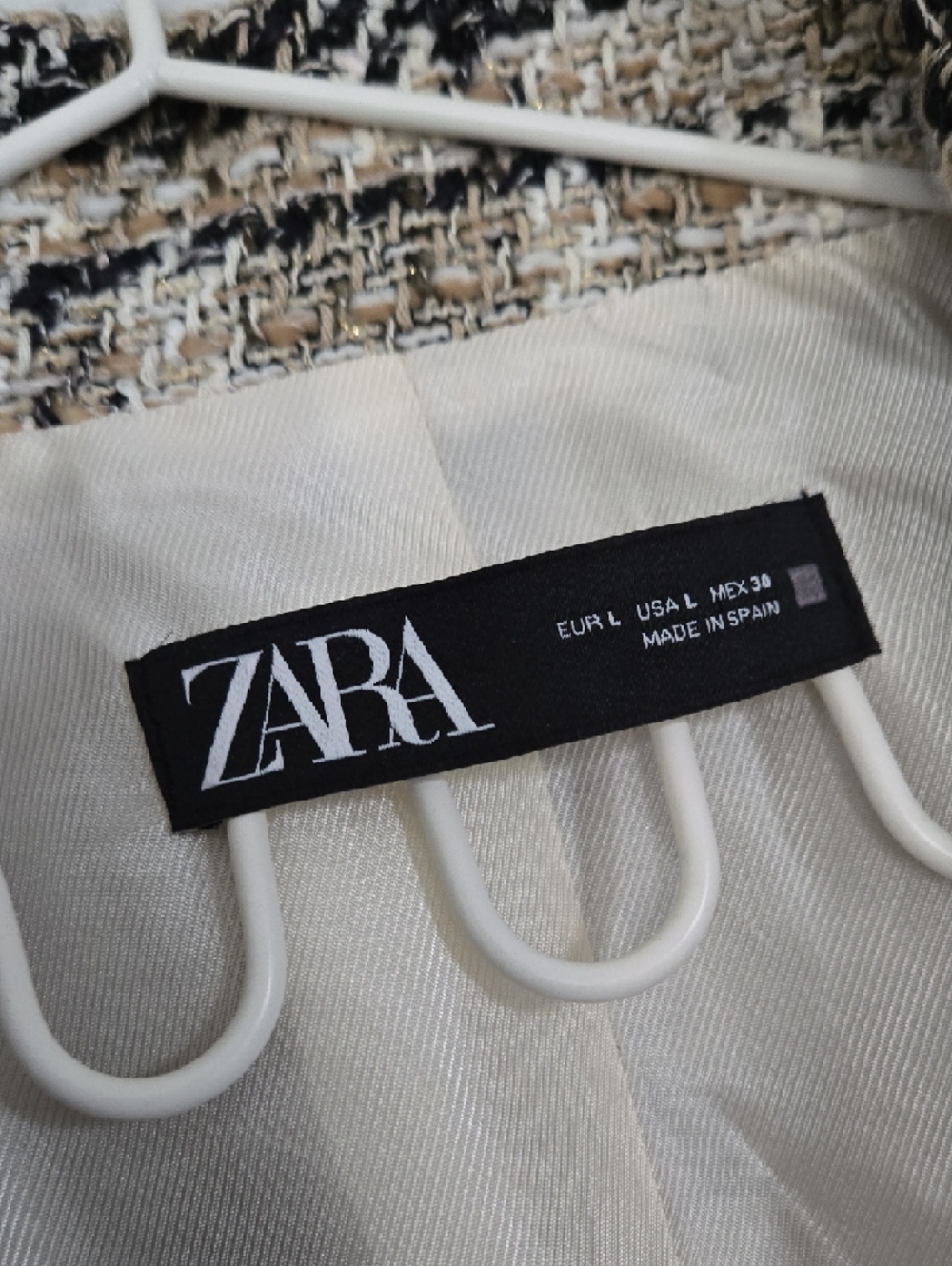 Zara Beige Multi Plaid Double-Breasted Blazer - Picture 2 of 15